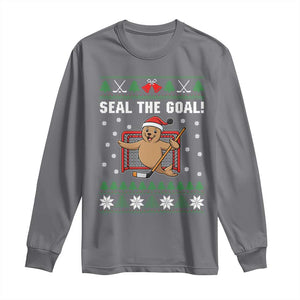 Funny Seal The Goal Long Sleeve Shirt Goalie Ice Hockey Player Gift TS12 Charcoal Print Your Wear