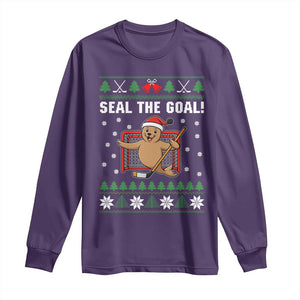 Funny Seal The Goal Long Sleeve Shirt Goalie Ice Hockey Player Gift TS12 Purple Print Your Wear