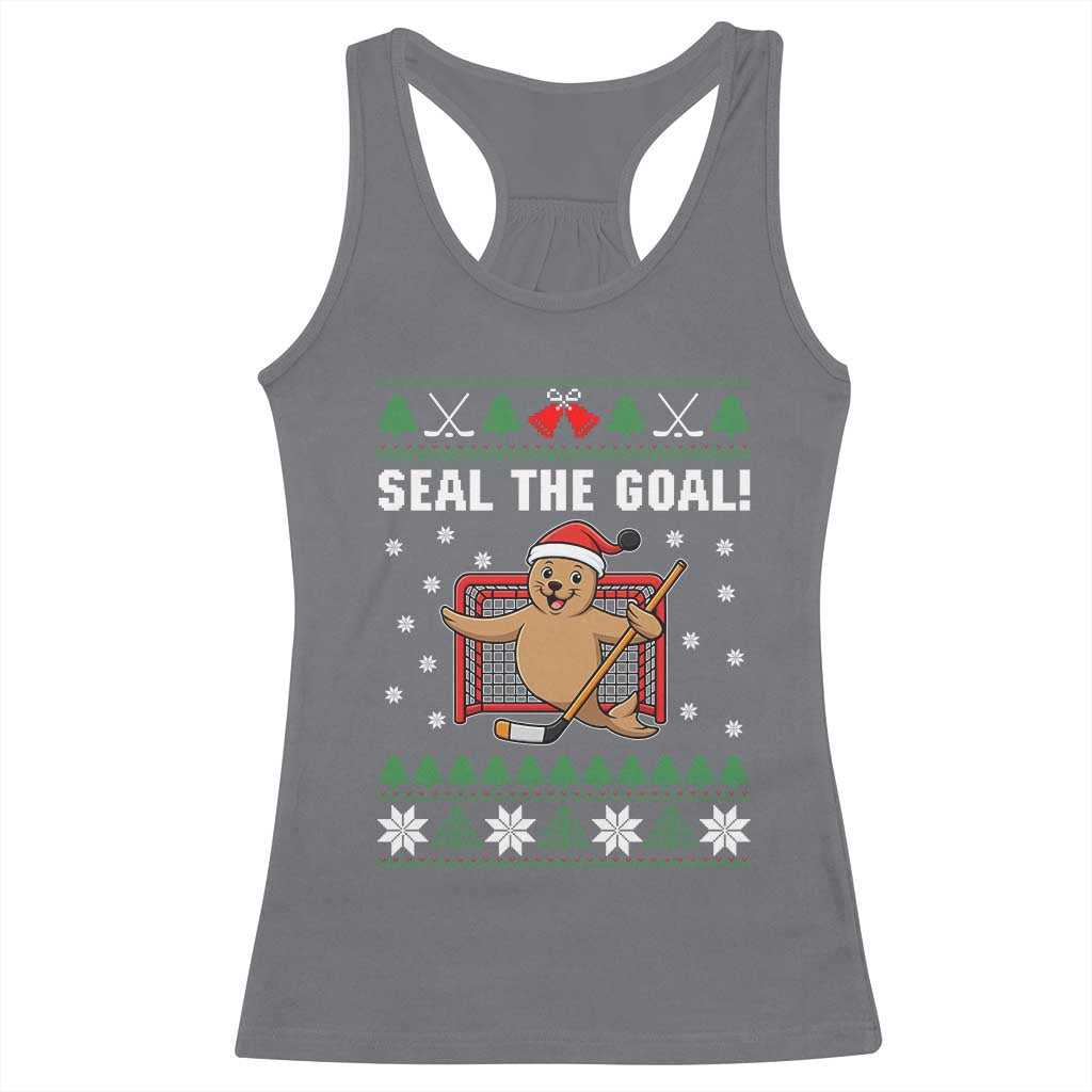 Funny Seal The Goal Racerback Tank Top Goalie Ice Hockey Player Gift TS12 Charcoal Print Your Wear