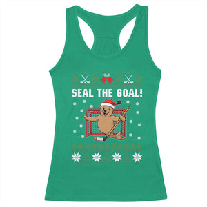Funny Seal The Goal Racerback Tank Top Goalie Ice Hockey Player Gift TS12 Irish Green Print Your Wear