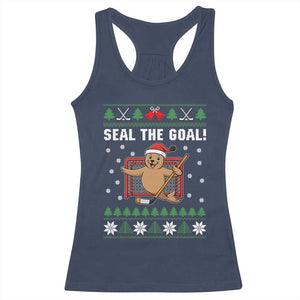 Funny Seal The Goal Racerback Tank Top Goalie Ice Hockey Player Gift TS12 Navy Print Your Wear