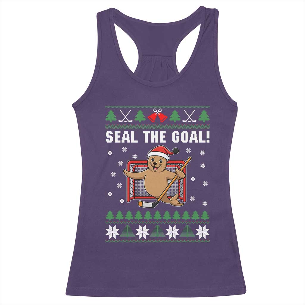 Funny Seal The Goal Racerback Tank Top Goalie Ice Hockey Player Gift TS12 Purple Print Your Wear