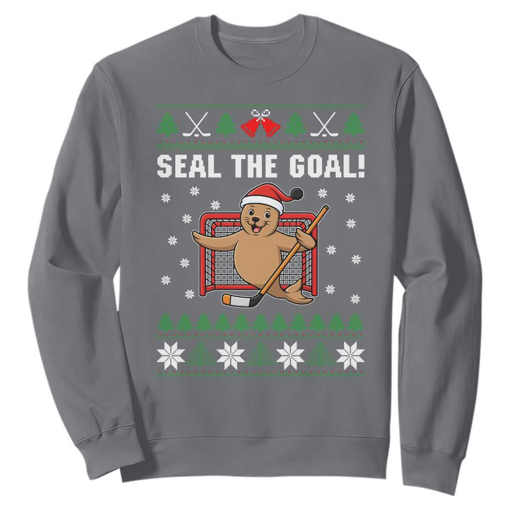 Funny Seal The Goal Sweatshirt Goalie Ice Hockey Player Gift TS12 Charcoal Print Your Wear