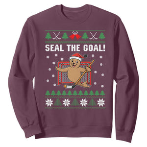 Funny Seal The Goal Sweatshirt Goalie Ice Hockey Player Gift TS12 Maroon Print Your Wear