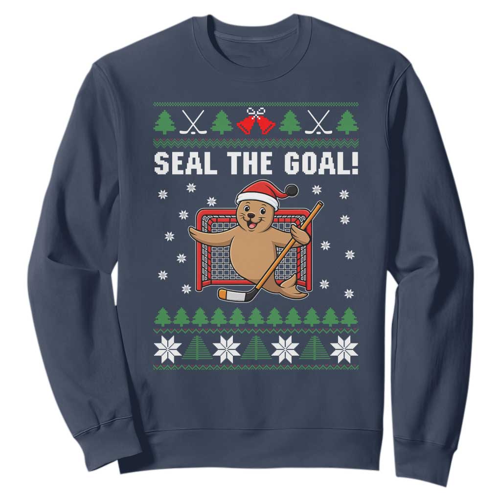 Funny Seal The Goal Sweatshirt Goalie Ice Hockey Player Gift TS12 Navy Print Your Wear