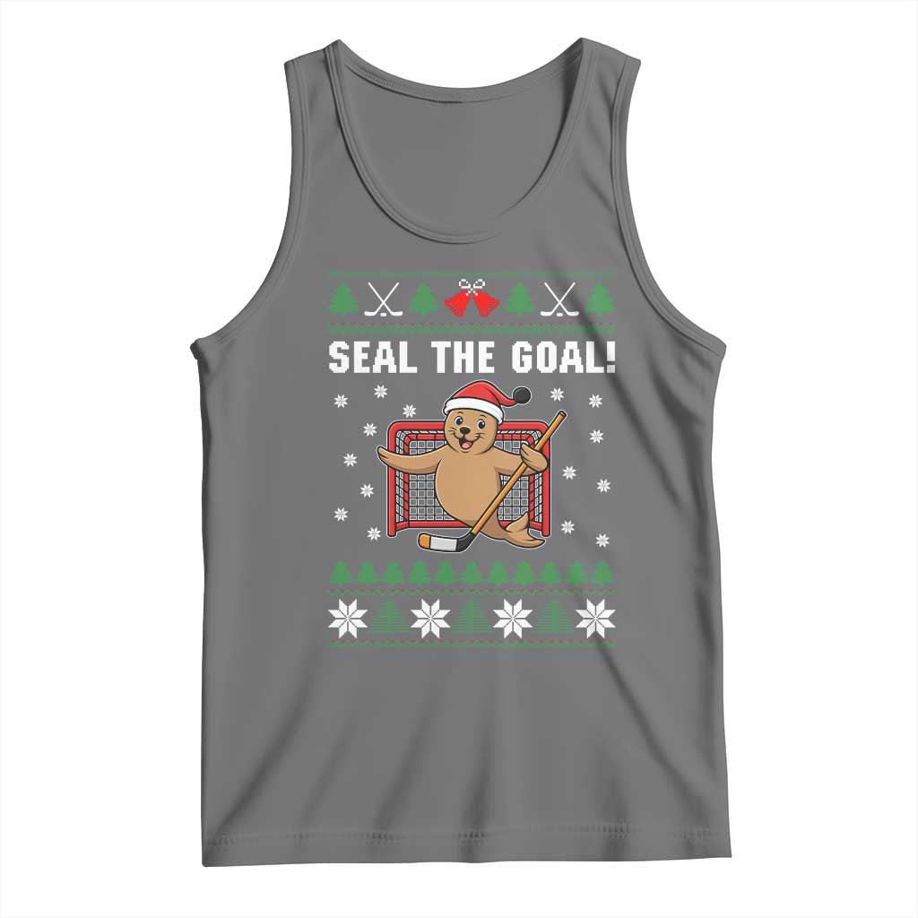 Funny Seal The Goal Tank Top Goalie Ice Hockey Player Gift TS12 Black Heather Print Your Wear