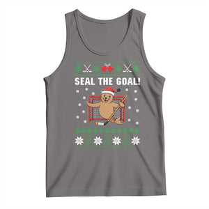 Funny Seal The Goal Tank Top Goalie Ice Hockey Player Gift TS12 Deep Heather Print Your Wear