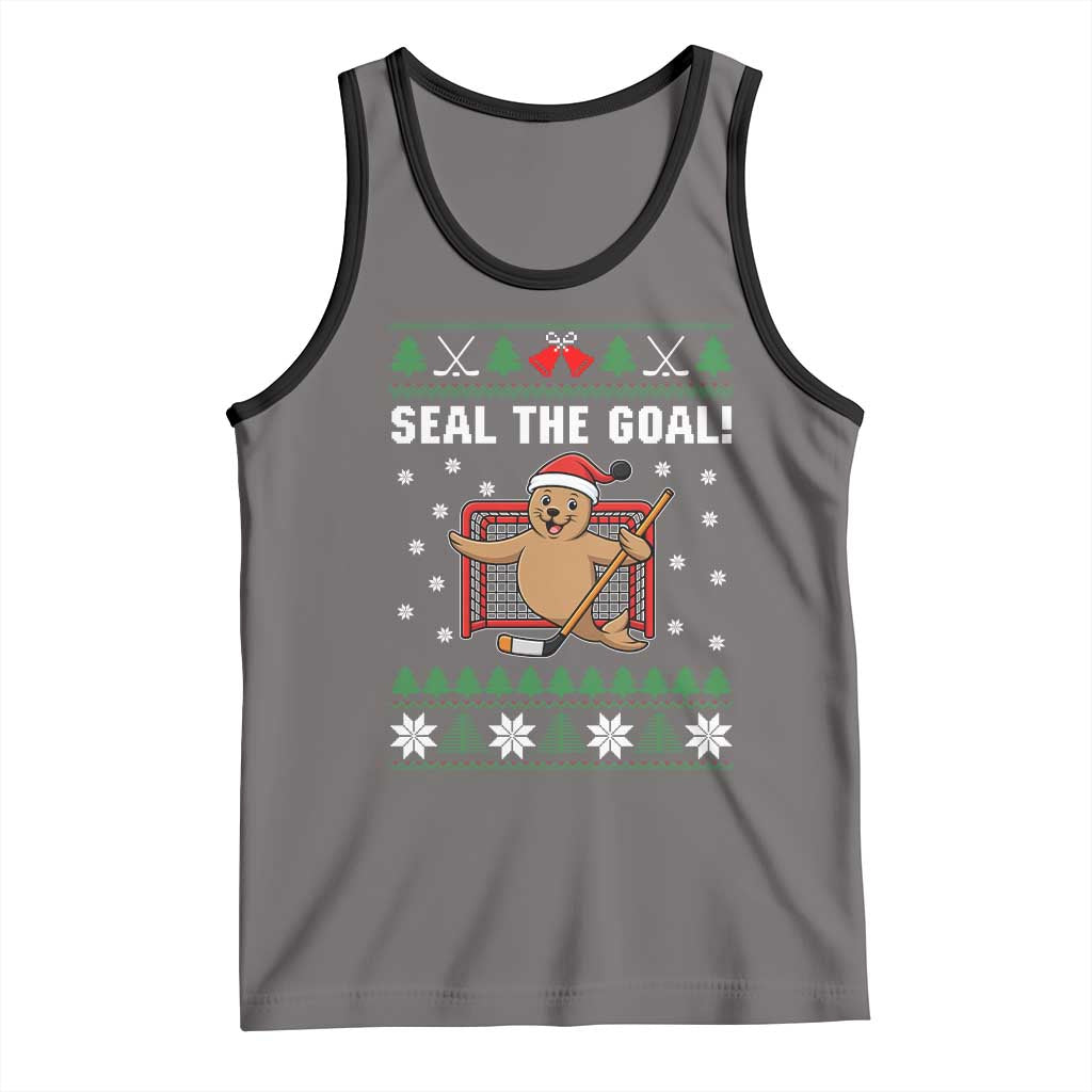 Funny Seal The Goal Tank Top Goalie Ice Hockey Player Gift TS12 Deep Heather Black Print Your Wear