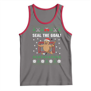 Funny Seal The Goal Tank Top Goalie Ice Hockey Player Gift TS12 Deep Heather Red Print Your Wear