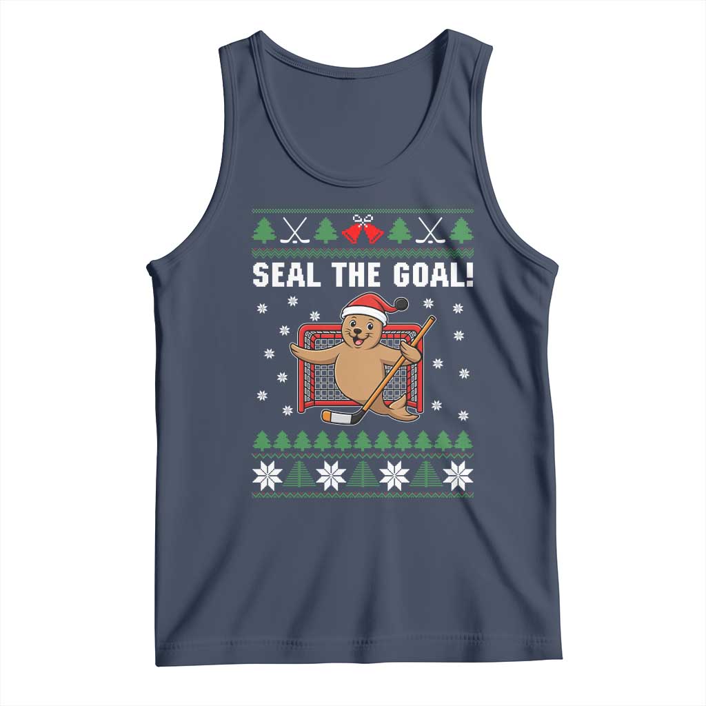 Funny Seal The Goal Tank Top Goalie Ice Hockey Player Gift TS12 Navy Print Your Wear