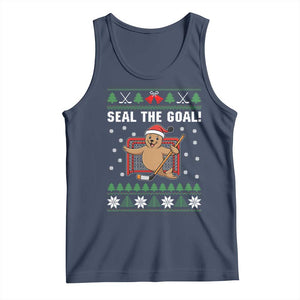 Funny Seal The Goal Tank Top Goalie Ice Hockey Player Gift TS12 Navy Print Your Wear