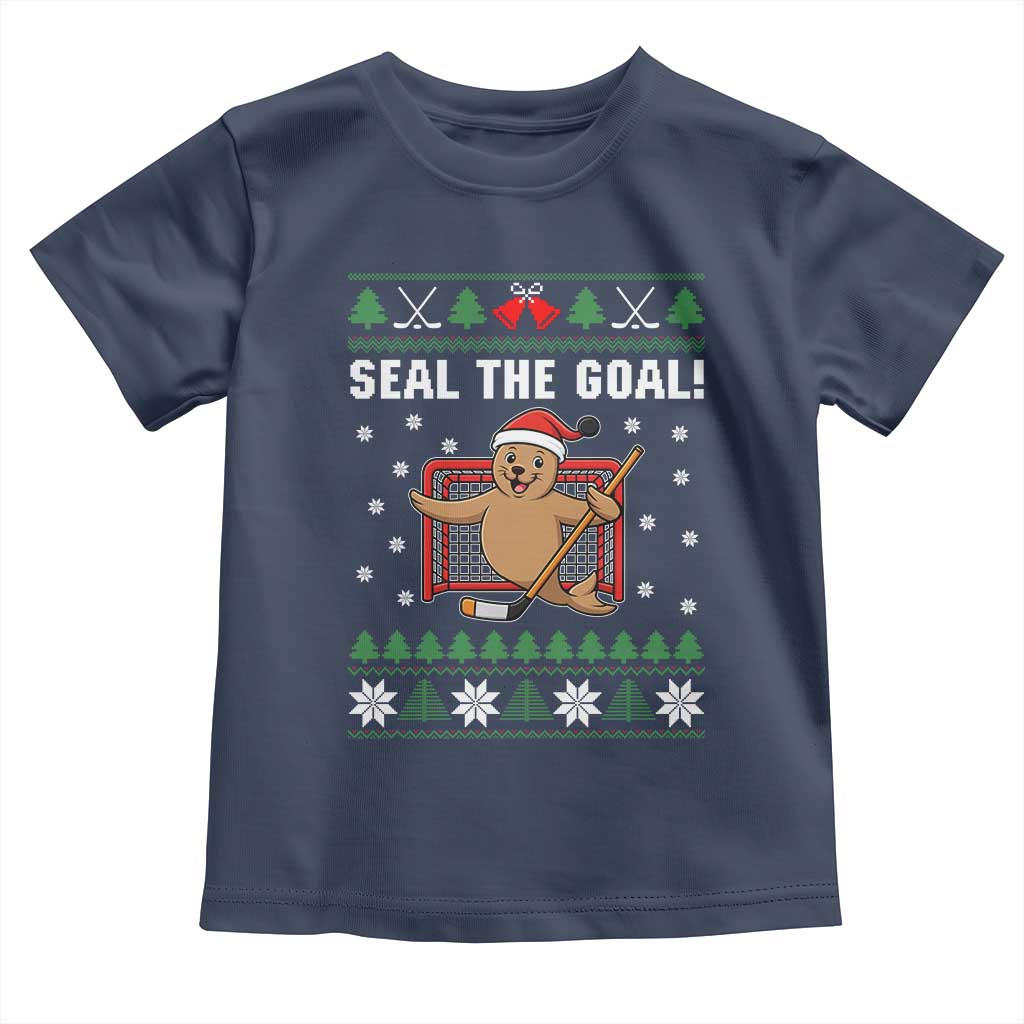 Funny Seal The Goal Toddler T Shirt Goalie Ice Hockey Player Gift TS12 Navy Print Your Wear