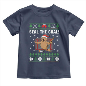 Funny Seal The Goal Toddler T Shirt Goalie Ice Hockey Player Gift TS12 Navy Print Your Wear