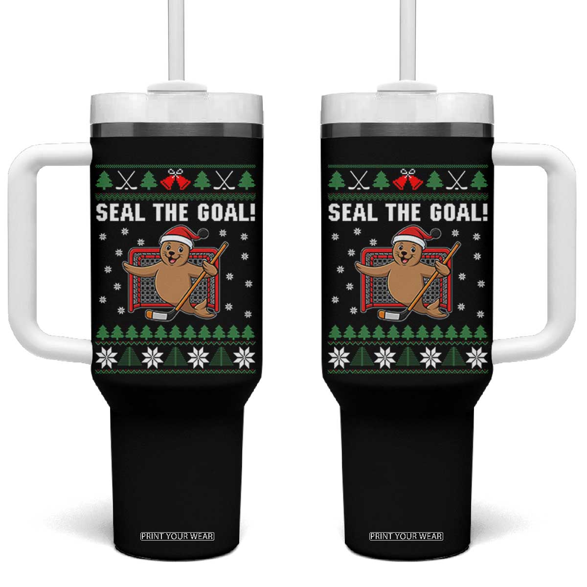 Funny Seal The Goal Tumbler With Handle Goalie Ice Hockey Player Gift TS12 One Size: 40 oz Black Print Your Wear