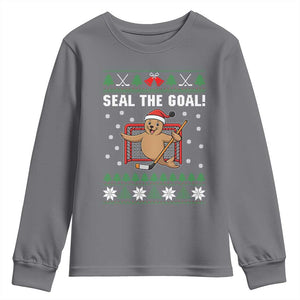 Funny Seal The Goal Youth Sweatshirt Goalie Ice Hockey Player Gift TS12 Charcoal Print Your Wear