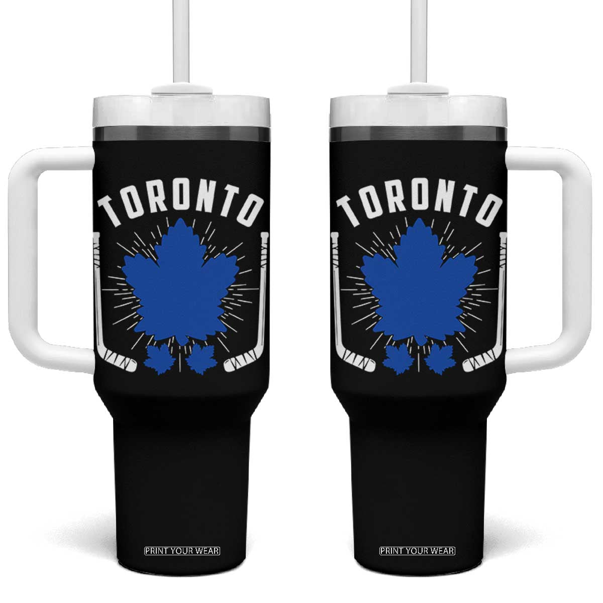 Toronto Ice Hockey Lover Tumbler With Handle Vintage Canada Gift TS12 One Size: 40 oz Black Print Your Wear