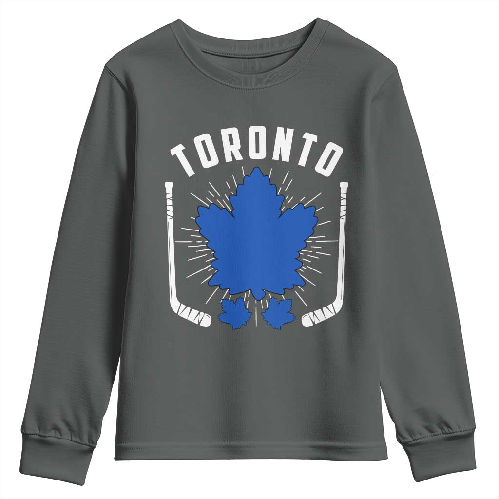 Toronto Ice Hockey Lover Youth Sweatshirt Vintage Canada Gift TS12 Dark Heather Print Your Wear