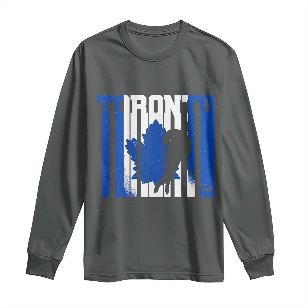 Ice Hockey Torontonian Player Long Sleeve Shirt Toronto Flag Gift TS12 Dark Heather Print Your Wear