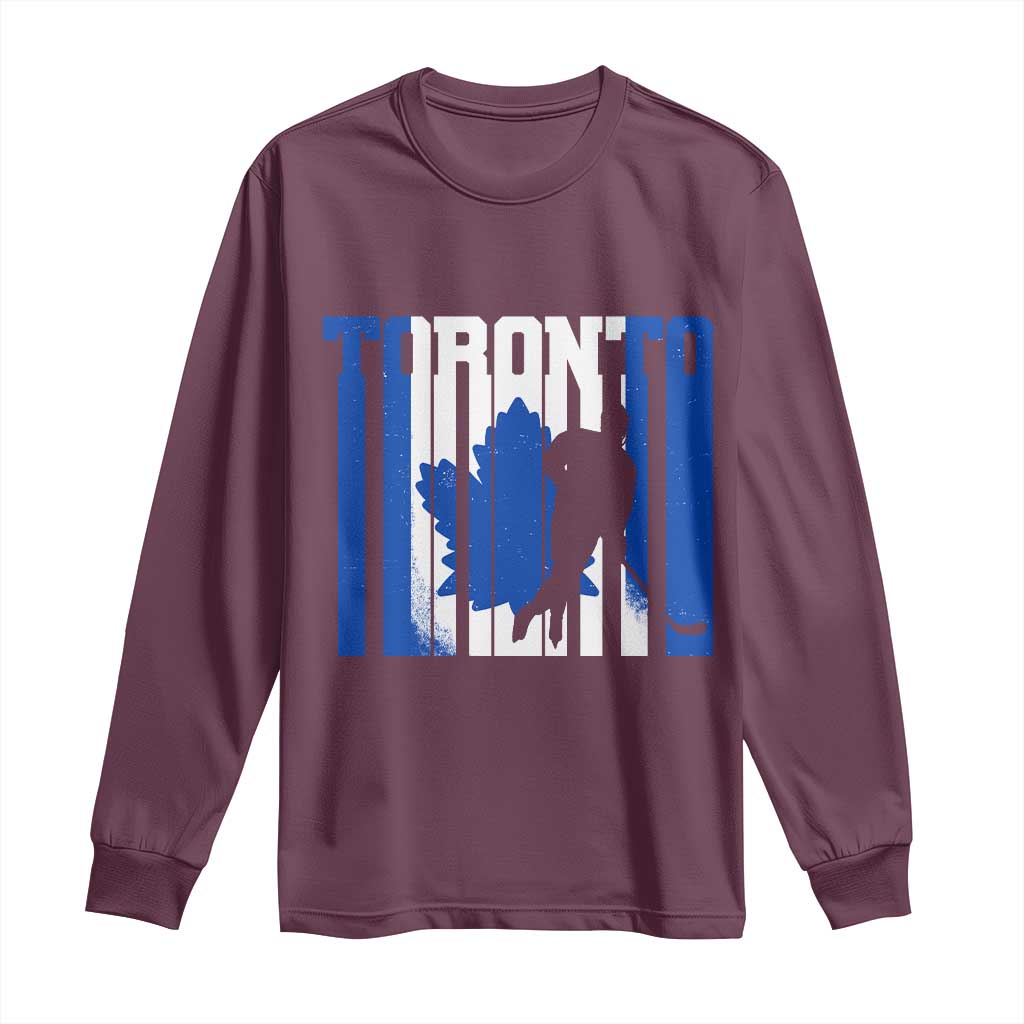 Ice Hockey Torontonian Player Long Sleeve Shirt Toronto Flag Gift TS12 Maroon Print Your Wear