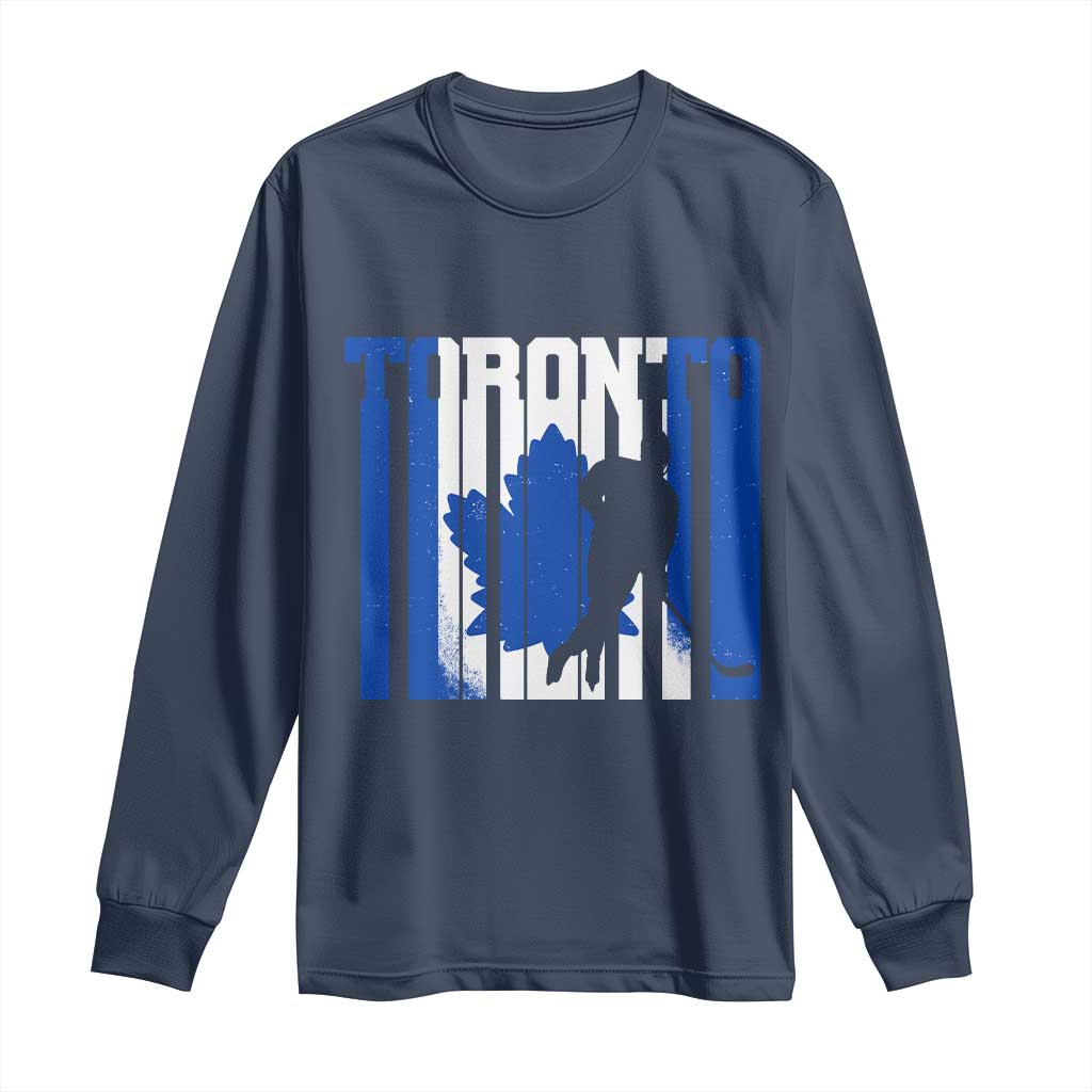 Ice Hockey Torontonian Player Long Sleeve Shirt Toronto Flag Gift TS12 Navy Print Your Wear