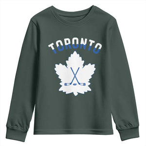 Toronto Ice Hockey Lover Youth Sweatshirt Gift For Torontonian TS12 Dark Forest Green Print Your Wear