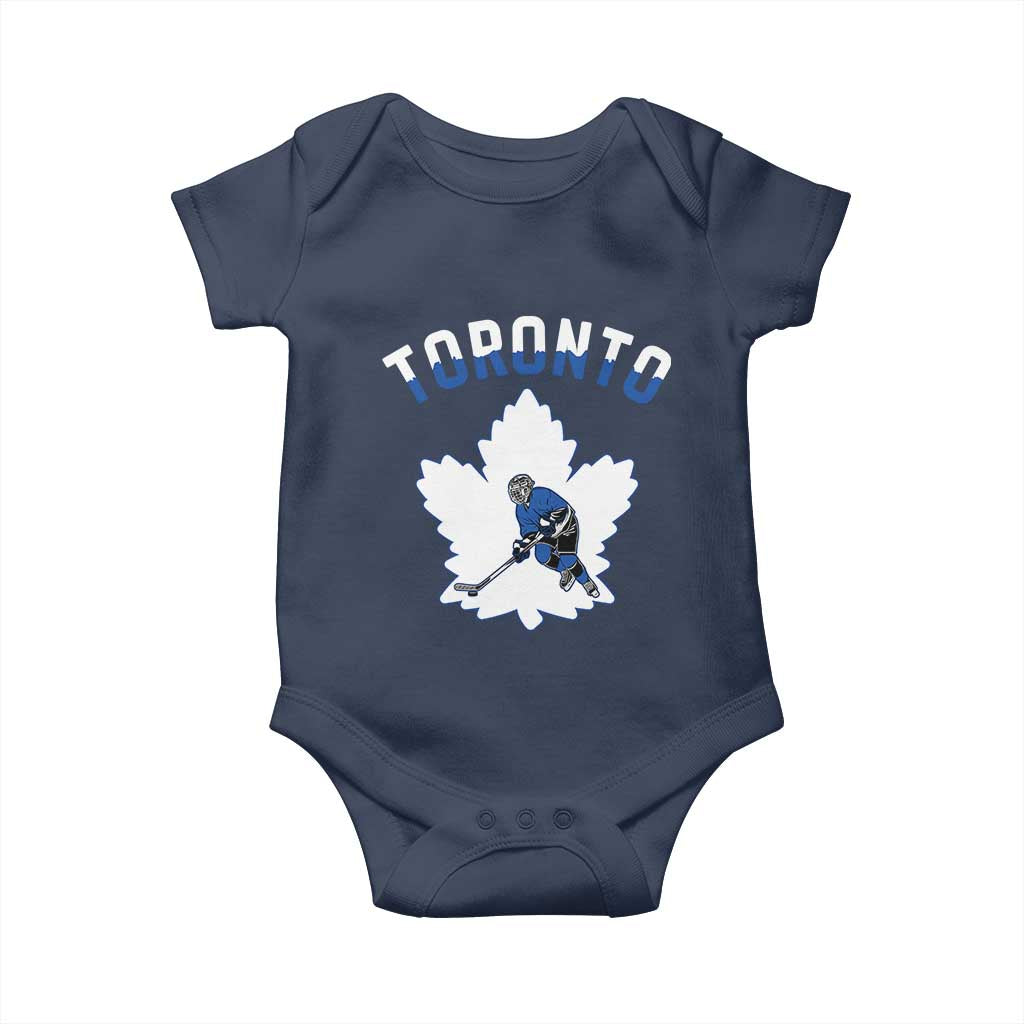 Toronto Ice Hockey Player Baby Onesie Canadian Winter Sport TS12 Navy Print Your Wear