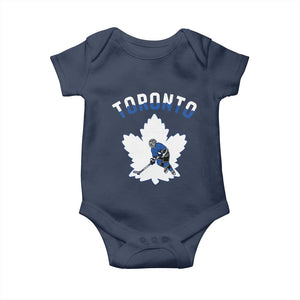 Toronto Ice Hockey Player Baby Onesie Canadian Winter Sport TS12 Navy Print Your Wear