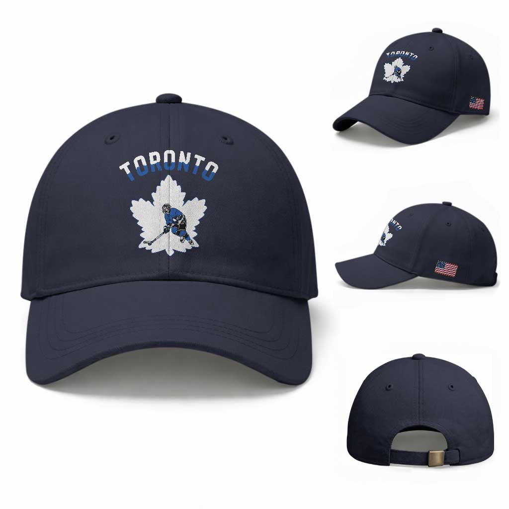 Toronto Ice Hockey Player Baseball Cap Canadian Winter Sport TS12 Baseball Cap Universal Fit Navy Print Your Wear