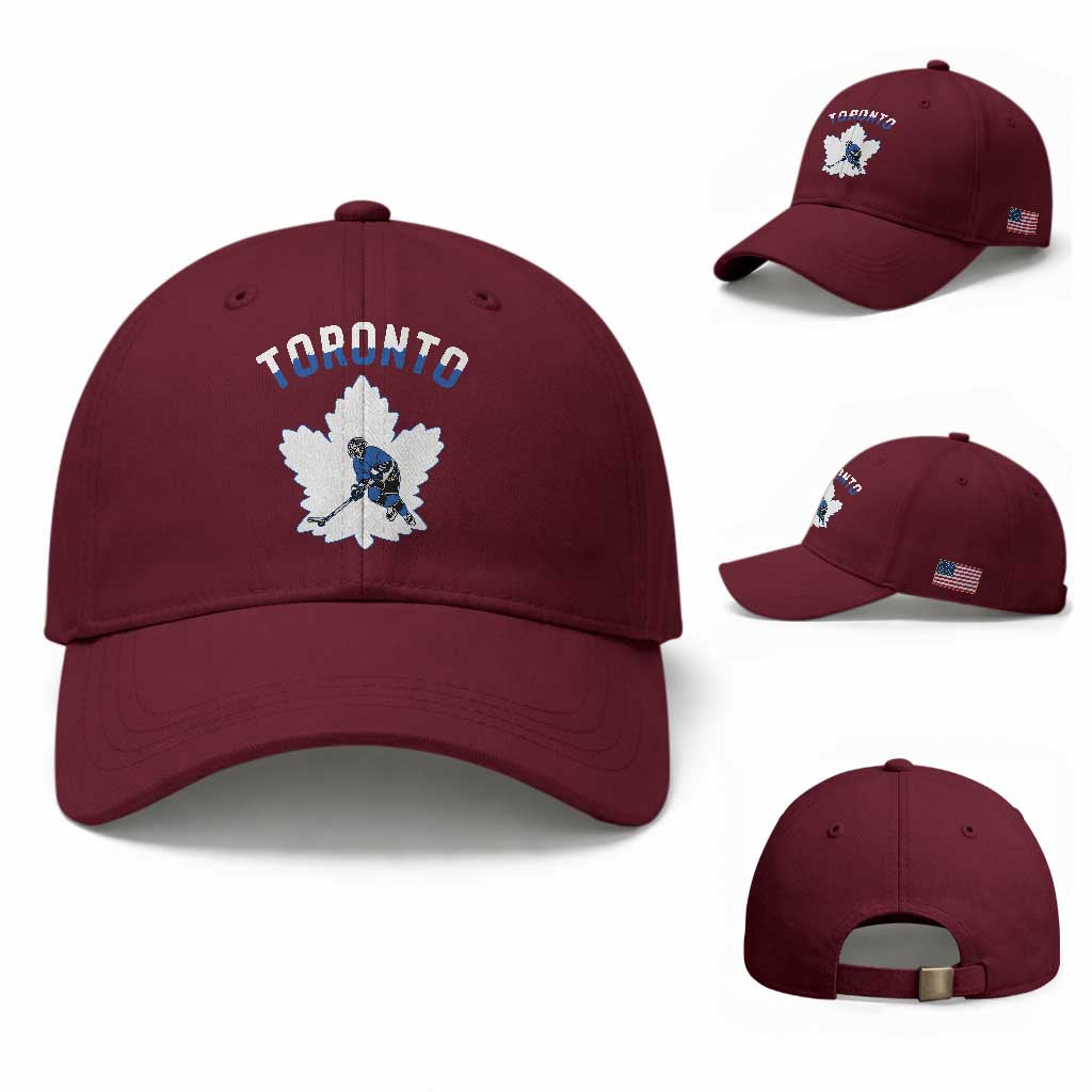 Toronto Ice Hockey Player Baseball Cap Canadian Winter Sport TS12 Baseball Cap Universal Fit Maroon Print Your Wear