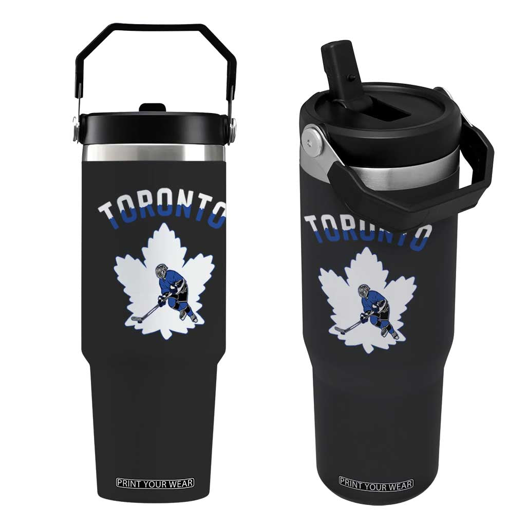 Toronto Ice Hockey Player Flip Straw Tumbler Canadian Winter Sport TS12 One Size: 30 oz Black Print Your Wear