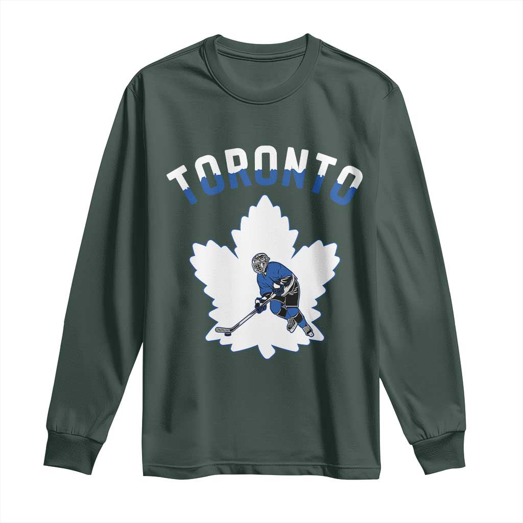 Toronto Ice Hockey Player Long Sleeve Shirt Canadian Winter Sport TS12 Dark Forest Green Print Your Wear