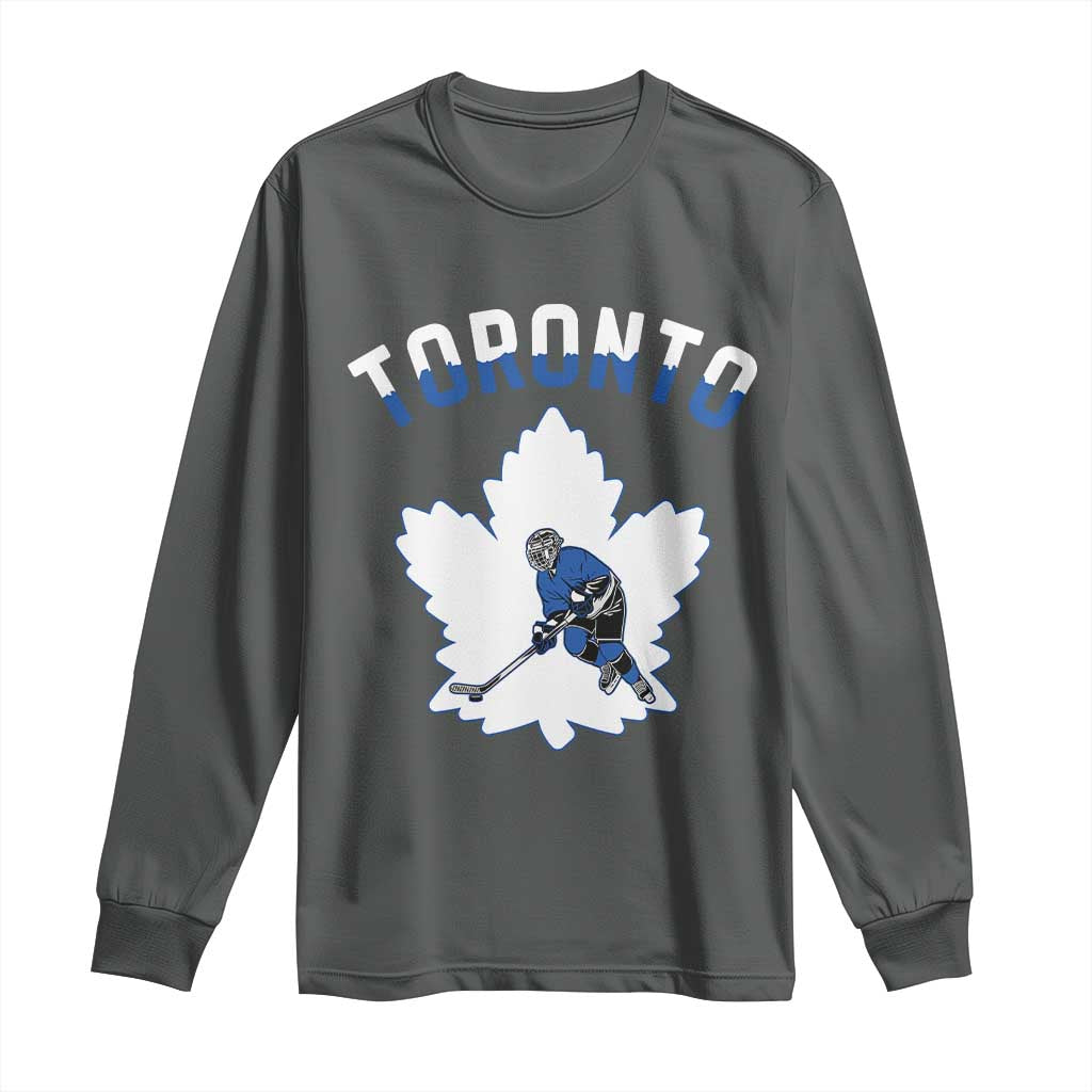 Toronto Ice Hockey Player Long Sleeve Shirt Canadian Winter Sport TS12 Dark Heather Print Your Wear
