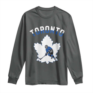 Toronto Ice Hockey Player Long Sleeve Shirt Canadian Winter Sport TS12 Dark Heather Print Your Wear