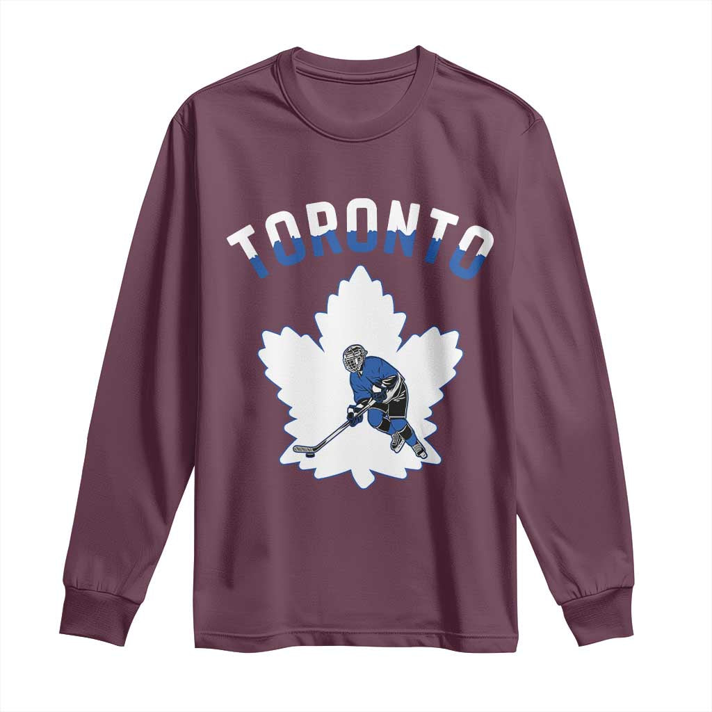 Toronto Ice Hockey Player Long Sleeve Shirt Canadian Winter Sport TS12 Maroon Print Your Wear