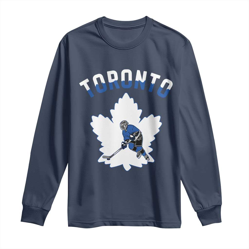 Toronto Ice Hockey Player Long Sleeve Shirt Canadian Winter Sport TS12 Navy Print Your Wear