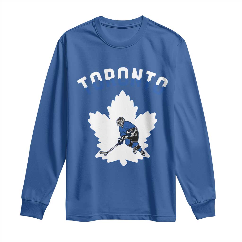 Toronto Ice Hockey Player Long Sleeve Shirt Canadian Winter Sport TS12 Royal Blue Print Your Wear