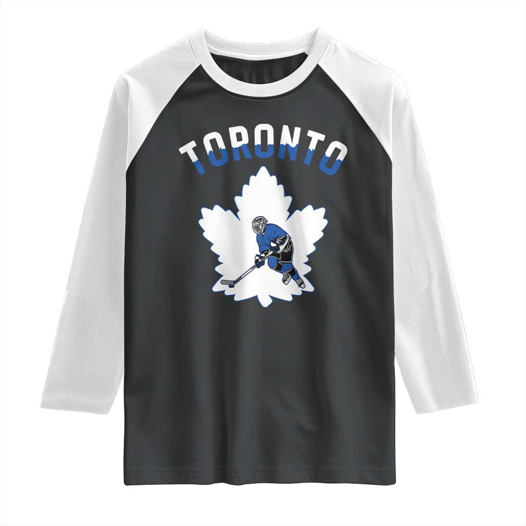 Toronto Ice Hockey Player Raglan Shirt Canadian Winter Sport TS12 Black White Print Your Wear