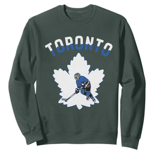 Toronto Ice Hockey Player Sweatshirt Canadian Winter Sport TS12 Dark Forest Green Print Your Wear