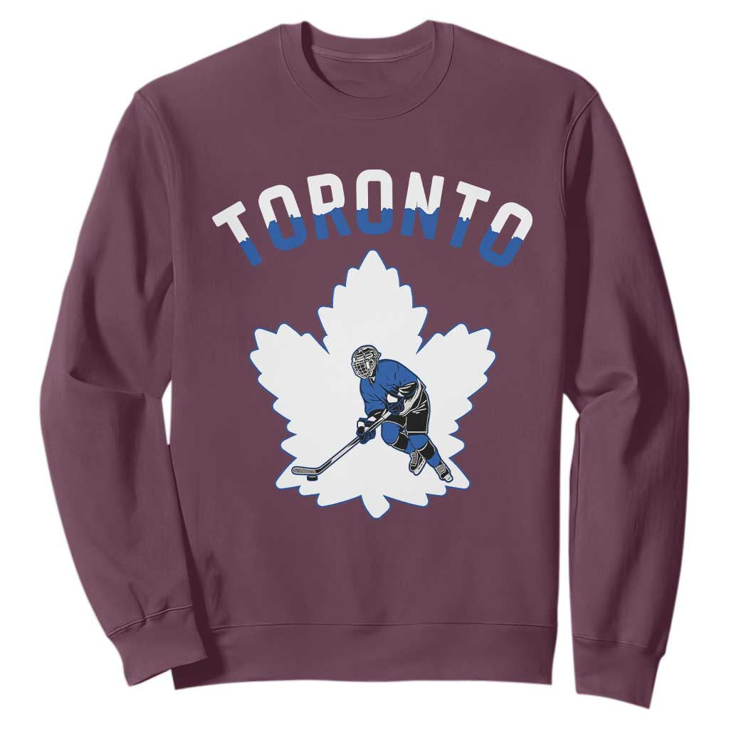 Toronto Ice Hockey Player Sweatshirt Canadian Winter Sport TS12 Maroon Print Your Wear