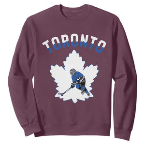 Toronto Ice Hockey Player Sweatshirt Canadian Winter Sport TS12 Maroon Print Your Wear