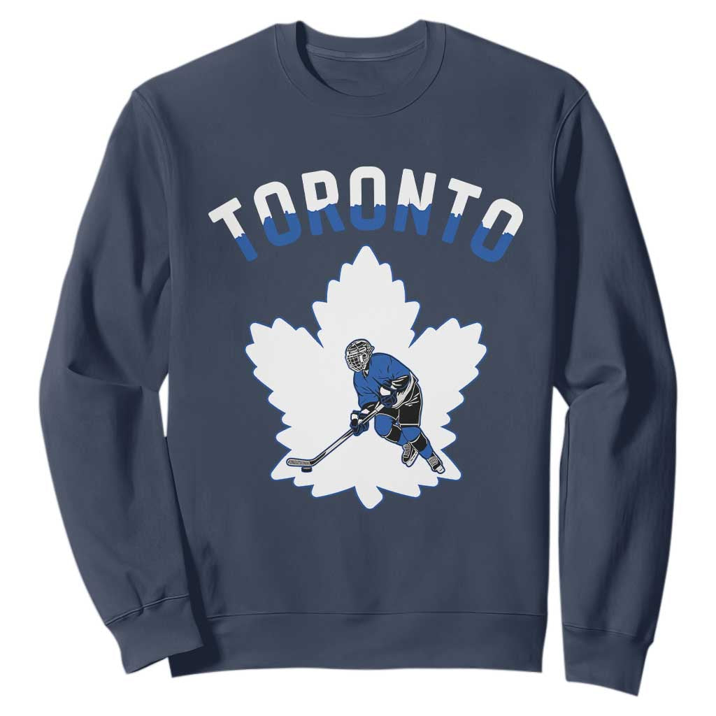 Toronto Ice Hockey Player Sweatshirt Canadian Winter Sport TS12 Navy Print Your Wear