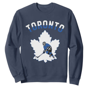 Toronto Ice Hockey Player Sweatshirt Canadian Winter Sport TS12 Navy Print Your Wear