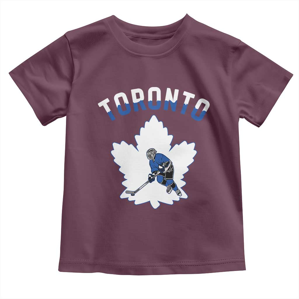 Toronto Ice Hockey Player Toddler T Shirt Canadian Winter Sport TS12 Maroon Print Your Wear