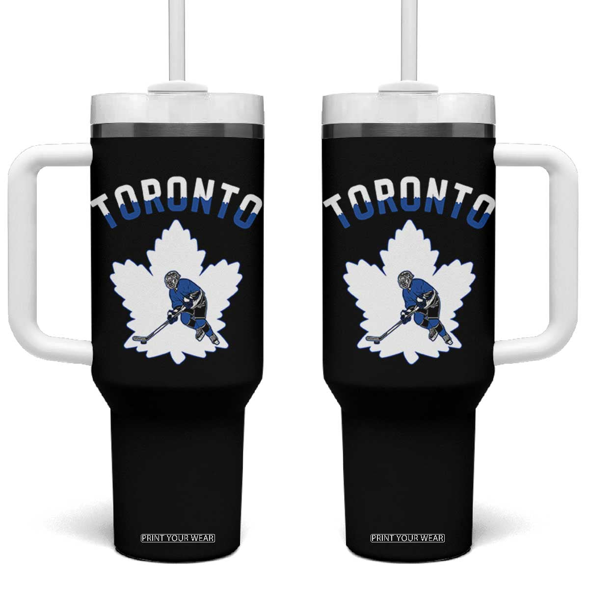 Toronto Ice Hockey Player Tumbler With Handle Canadian Winter Sport TS12 One Size: 40 oz Black Print Your Wear