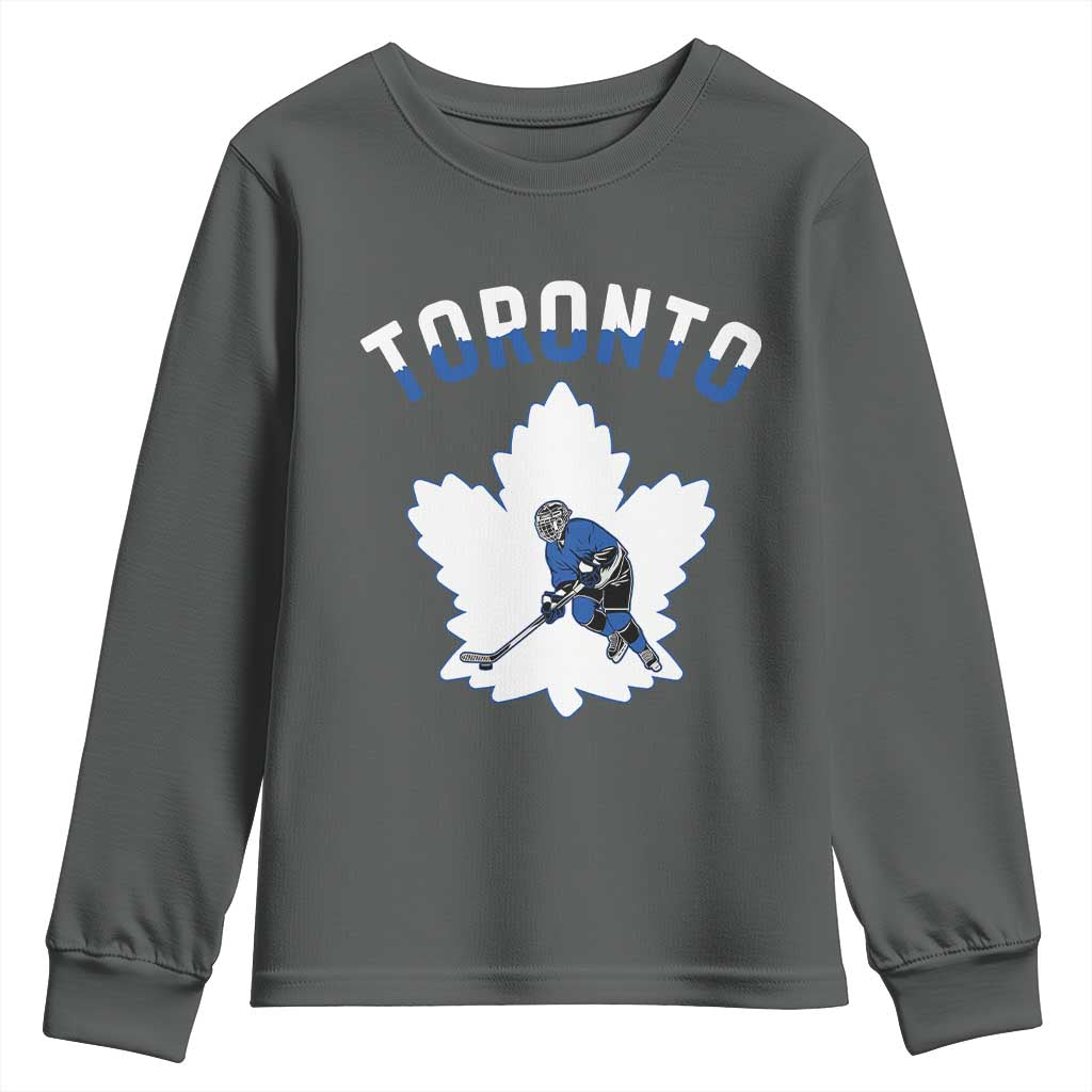 Toronto Ice Hockey Player Youth Sweatshirt Canadian Winter Sport TS12 Dark Heather Print Your Wear