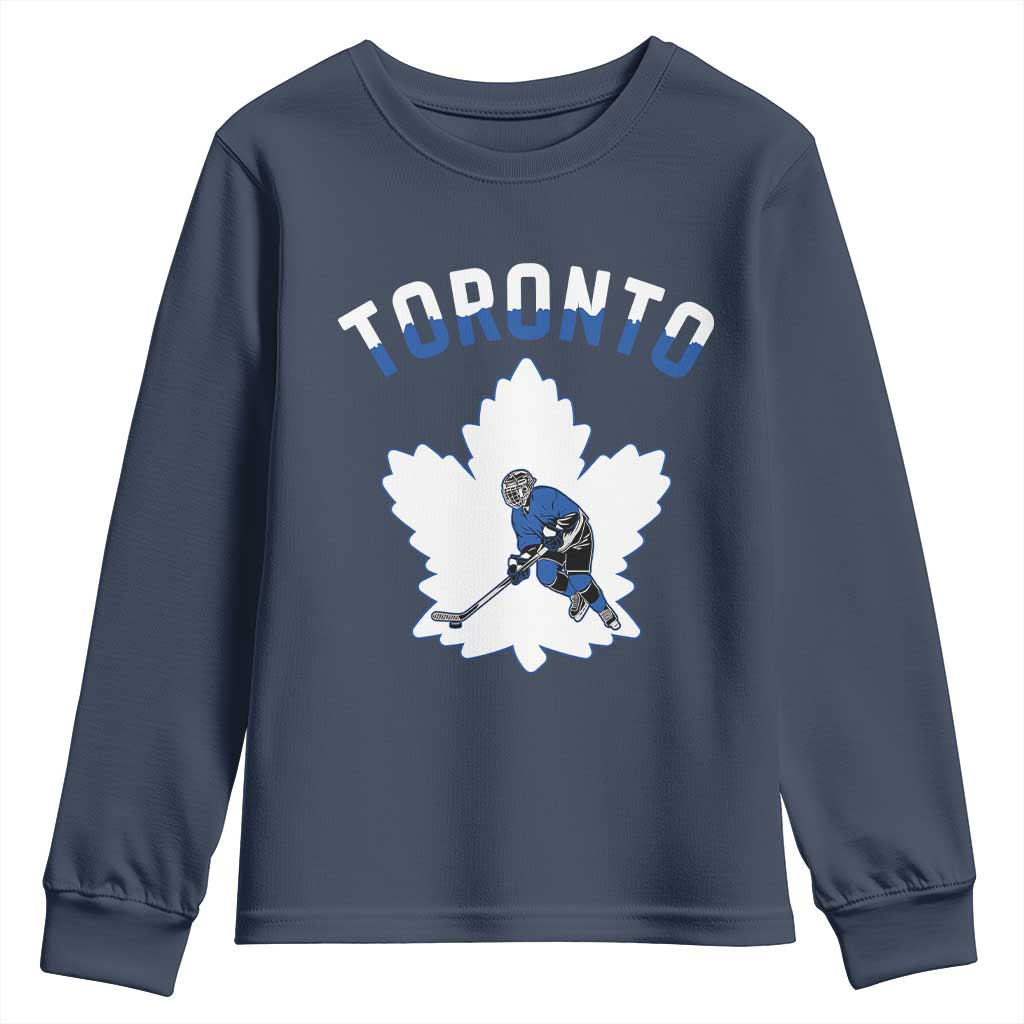 Toronto Ice Hockey Player Youth Sweatshirt Canadian Winter Sport TS12 Navy Print Your Wear