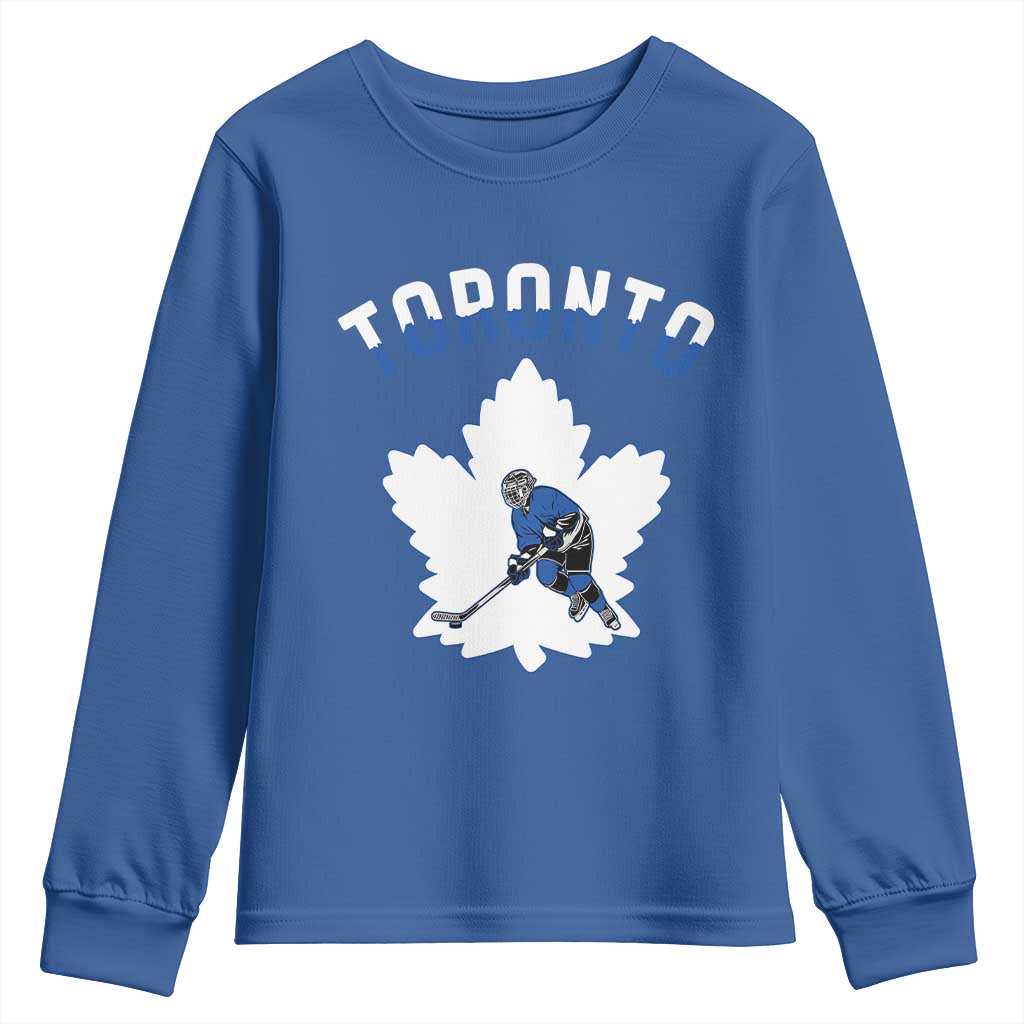 Toronto Ice Hockey Player Youth Sweatshirt Canadian Winter Sport TS12 Royal Blue Print Your Wear