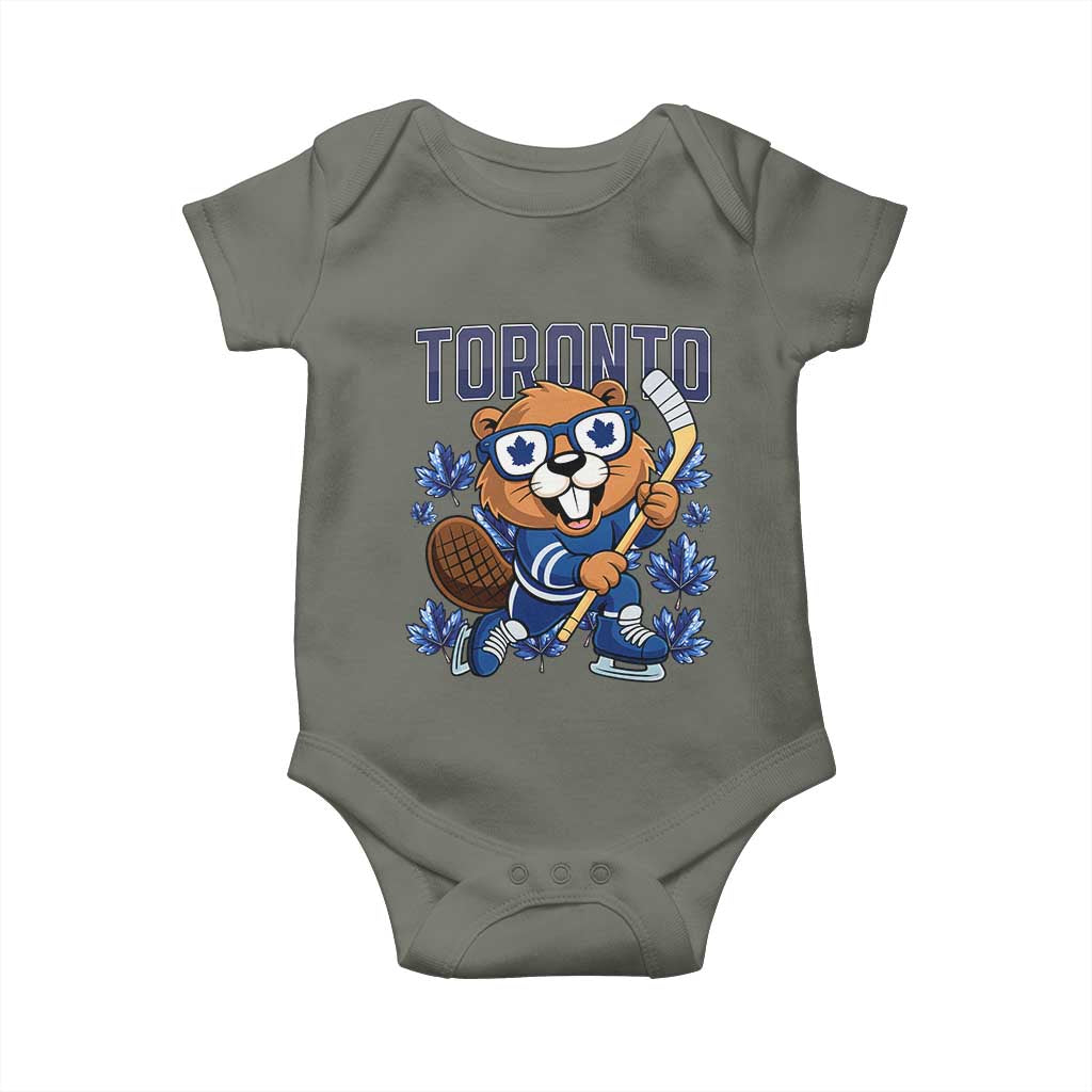 Toronto Ice Hockey Beaver Baby Onesie Canadian Pride Gift TS12 Military Green Print Your Wear