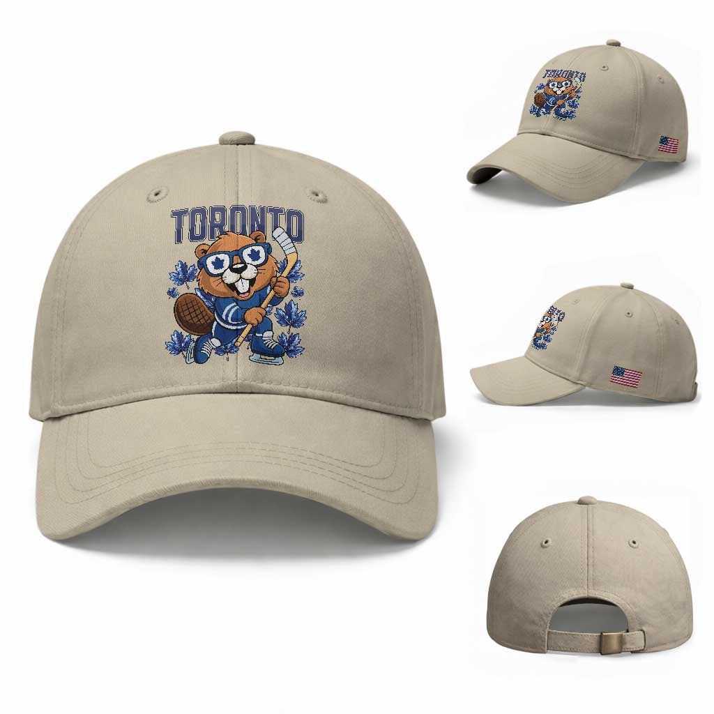 Toronto Ice Hockey Beaver Baseball Cap Canadian Pride Gift TS12 Baseball Cap Universal Fit Beige Print Your Wear