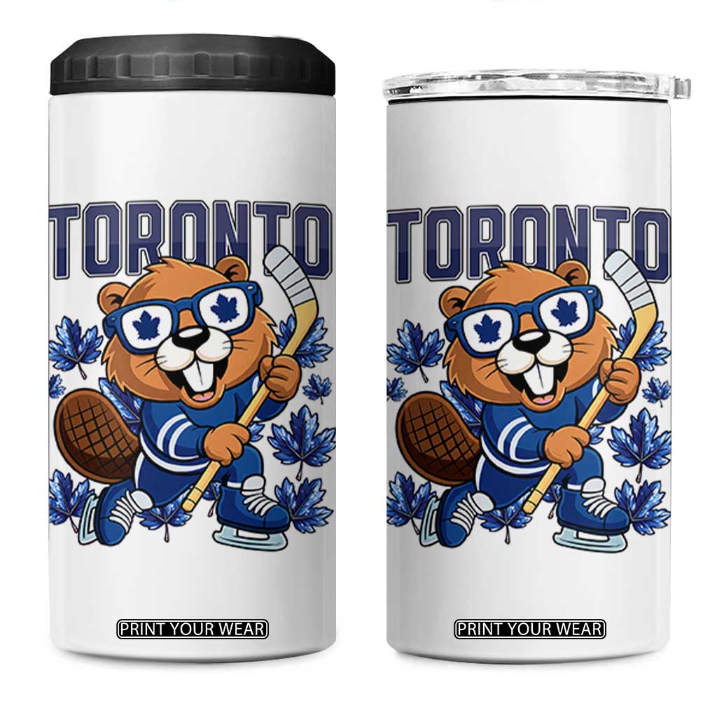 Toronto Ice Hockey Beaver 4 in 1 Can Cooler Tumbler Canadian Pride Gift TS12 One Size: 16 oz White Print Your Wear